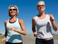 two women running