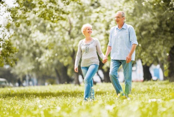 Senior couple walking