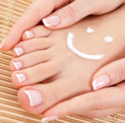 feet with lotion on them